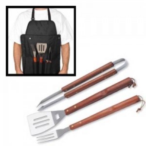 Deluxe 3-Piece BBQ Apron Tote Set